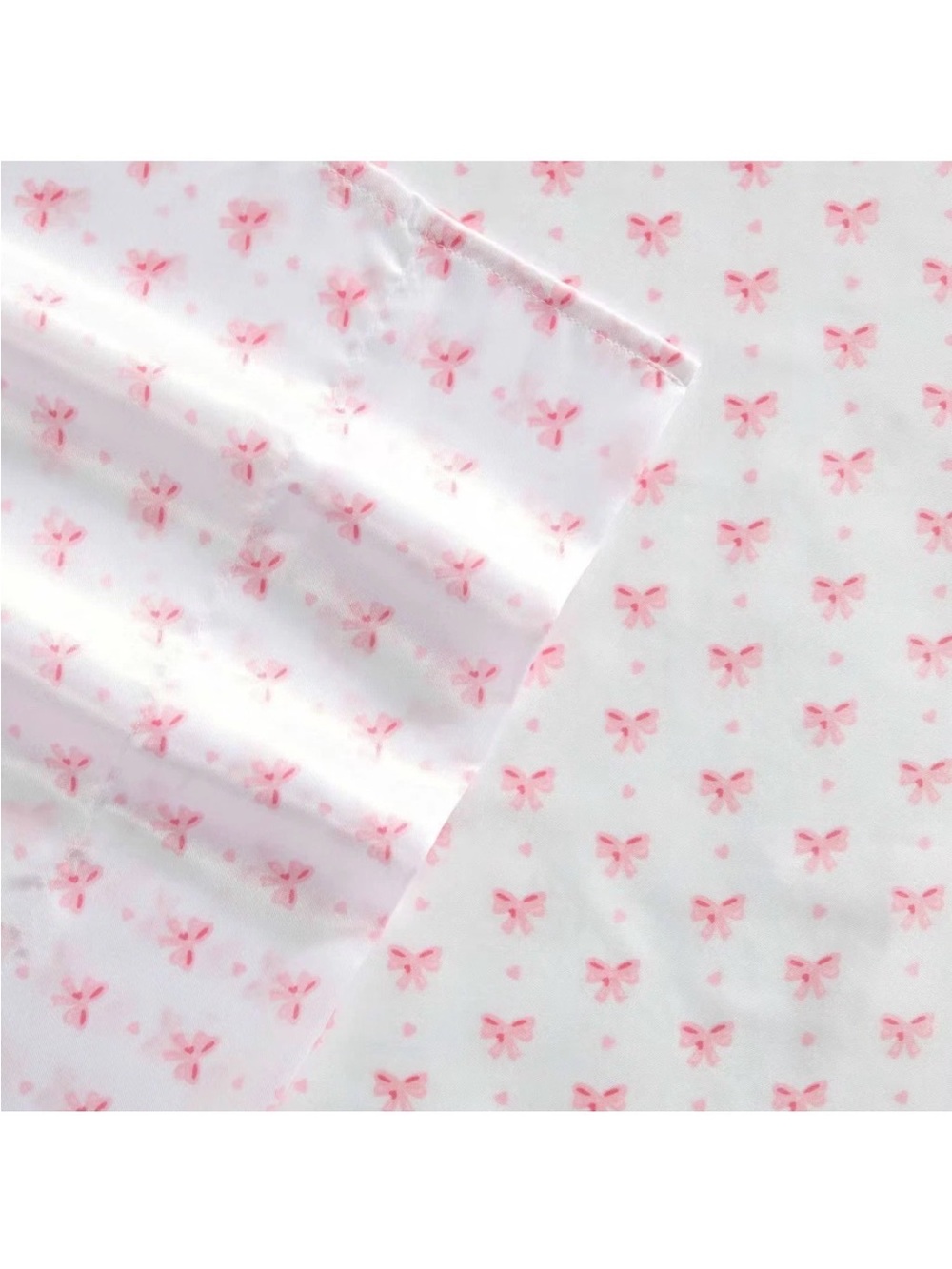 COQUETTE Laura Ashley 💕 HEART of Mine 🎀 Pink Bow FULL SATIN Bedding Sheet